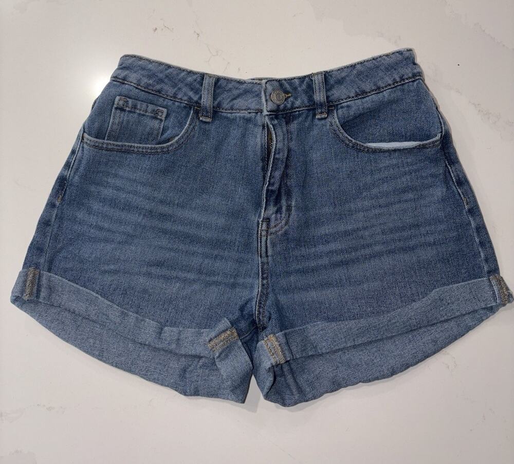 PacSun Mom Shorts Medium Wash Blue Denim High Rise Cuffed Size 27